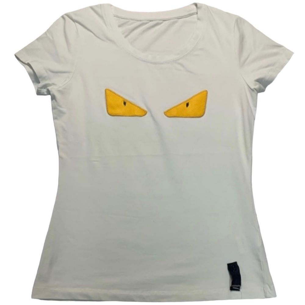 Basic Women’s White Tee Shirt with Yellow Eyes